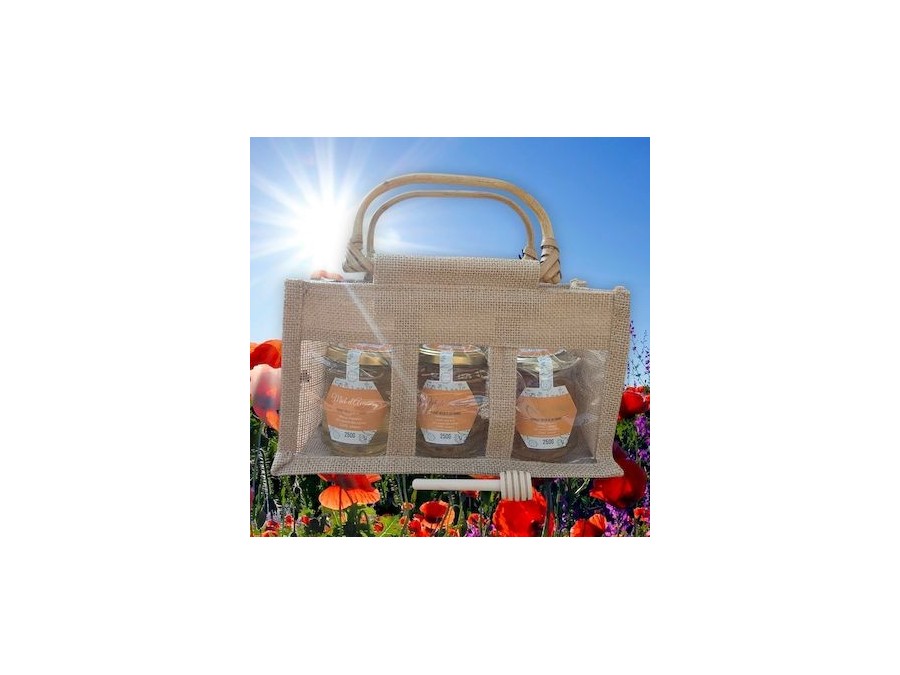 Panier 3 pots de Miel Panier 3 pots de Miel