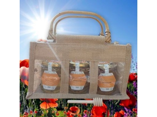 Panier 3 pots de Miel - Miel en Provence